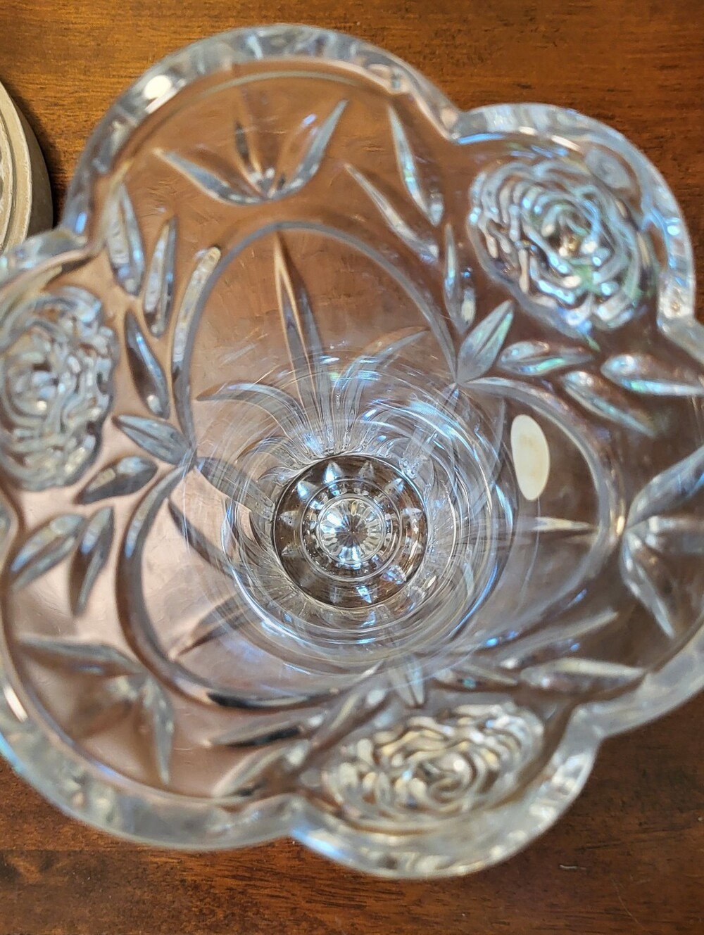 Princess House American Rose 24% Lead Crystal Tapered Candle Holder Vase Floral - Picture 5 of 7